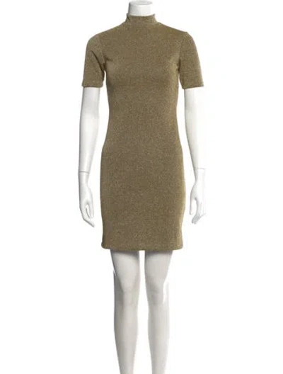 Pre-owned Nomia Mock Neck Mini Dress In Gold/metallic