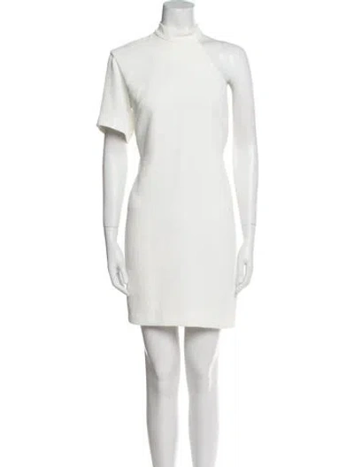 Pre-owned Nomia Mock Neck Mini Dress In White