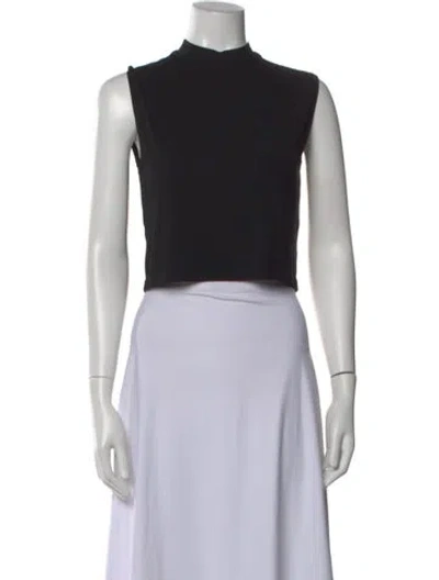 Pre-owned Nomia Mock Neck Sleeveless Crop Top In Black