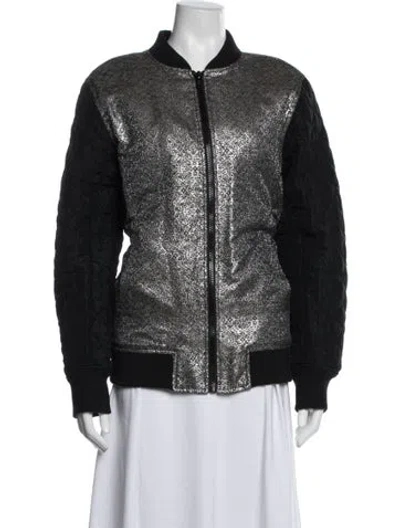 Pre-owned Nomia Nylon Patterned Bomber Jacket In Silver