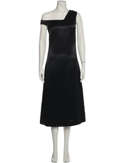 Pre-owned Nomia One-shoulder Midi Length Dress In Black
