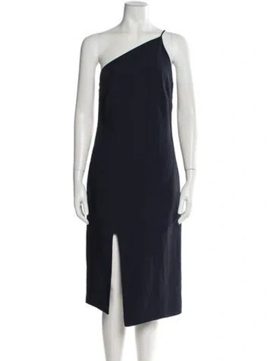 Pre-owned Nomia One-shoulder Midi Length Dress In Blue