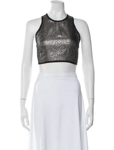 Pre-owned Nomia Patterned Crew Neck Crop Top In Neutral