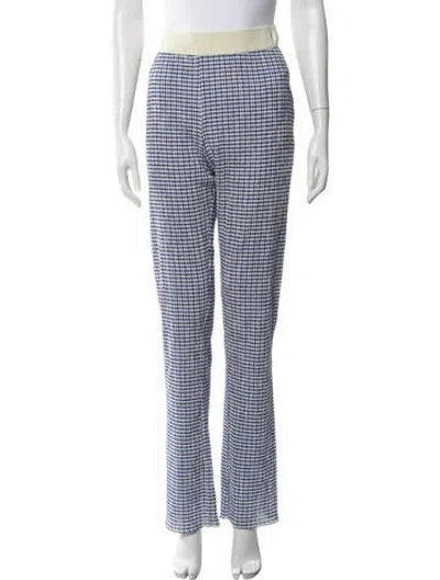 Pre-owned Nomia Plaid Print Flared Pants In Blue