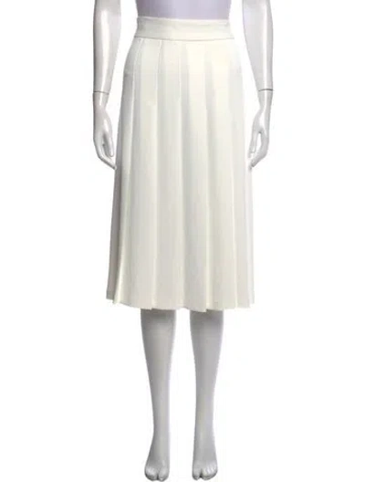 Pre-owned Nomia Pleated Accents Midi Length Skirt W/ Tags In White