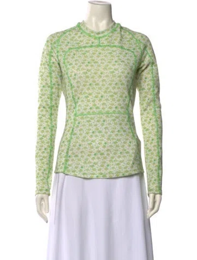 Pre-owned Nomia Printed Mock Neck Sweatshirt In Green