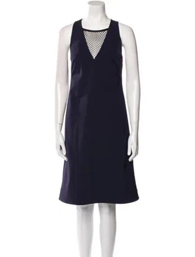 Pre-owned Nomia Square Neckline Knee-length Dress In Blue