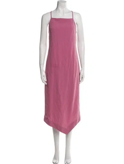 Pre-owned Nomia Square Neckline Long Dress In Pink