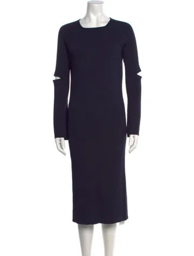 Pre-owned Nomia Square Neckline Midi Length Dress In Blue