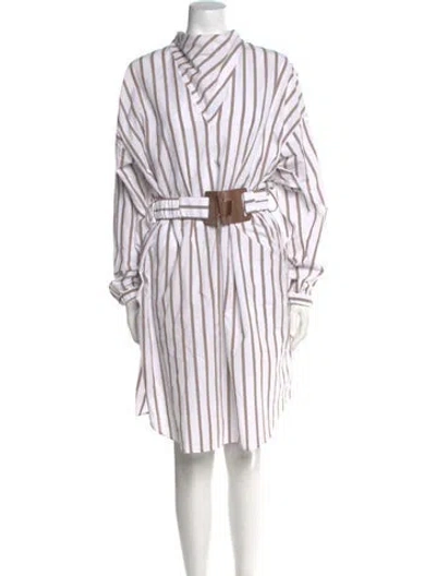 Pre-owned Nomia Striped Knee-length Dress In White
