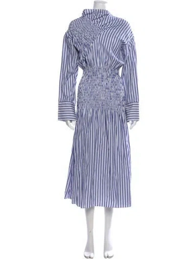 Pre-owned Nomia Striped Long Dress In Blue