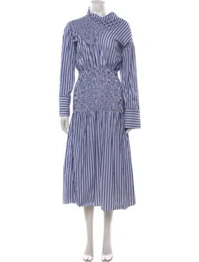 Pre-owned Nomia Striped Long Dress In Blue