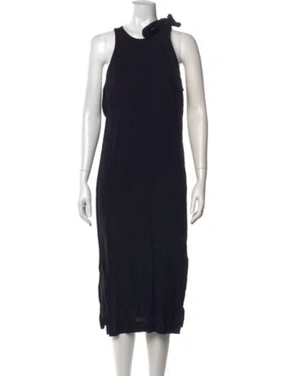 Pre-owned Nomia Tie Neck Midi Length Dress In Black