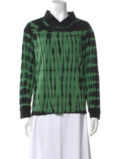 Pre-owned Nomia Tie-dye Print Long Sleeve Polo In Green