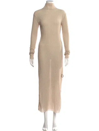 Pre-owned Nomia Turtleneck Long Dress In Neutral