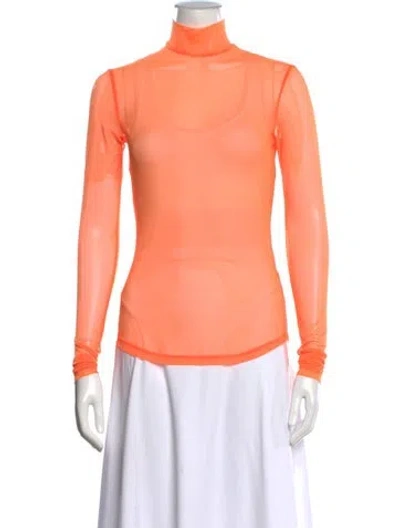 Pre-owned Nomia Turtleneck Long Sleeve Top In Orange