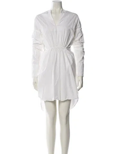 Pre-owned Nomia V-neck Knee-length Dress In White