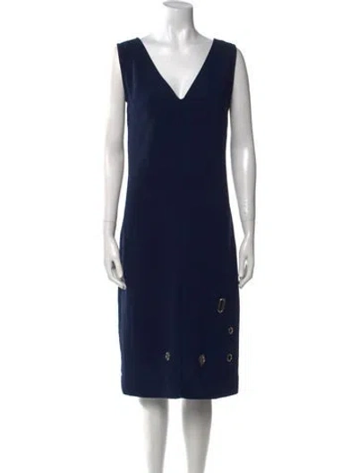 Pre-owned Nomia V-neck Midi Length Dress In Blue