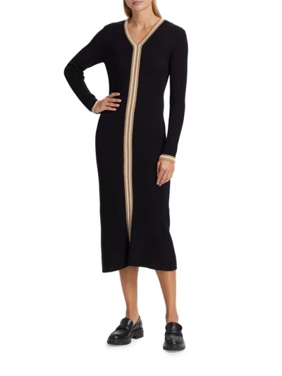 Nominee Women's Contrast Rib-knit Midi-dress In Black