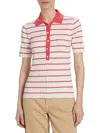 Nominee Women's Striped Cotton-blend Knit Polo Shirt In Cayenne