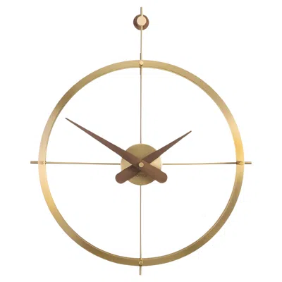 Pre-owned Nomon 2 Puntos Premium Wall Clock By , Brass & Walnut, Modern Design In Brown