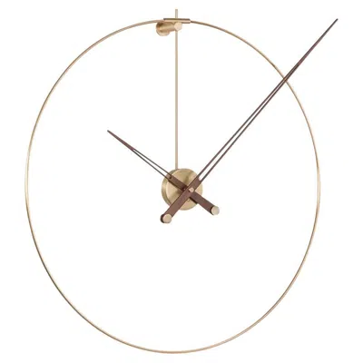 Pre-owned Nomon Anda G Wall Clock By , Polished Brass & Walnut, Modern Design In Brown