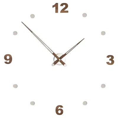 Pre-owned Nomon Axioma 4 N Wall Clock In Chrome & Walnut, Modern Design In Brown