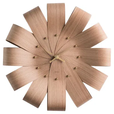 Pre-owned Nomon Ciclo Gold Wall Clock By  - Modern Walnut Or Oak Design In Brown
