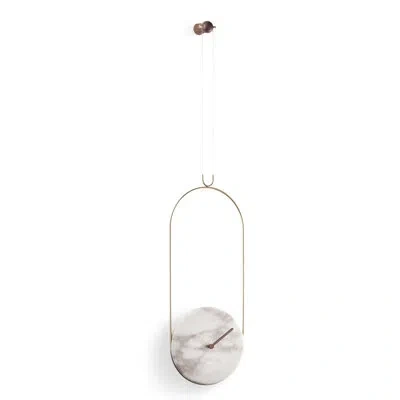 Nomon Colgante Wall Clock In Calacatta Gold,brass