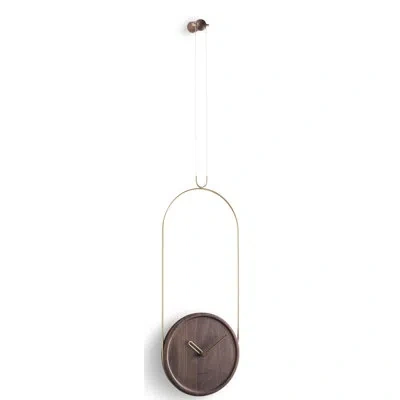 Nomon Colgante Wall Clock In Walnut,brass