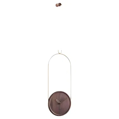 Pre-owned Nomon Colgante Walnut Wall Clock By  - Modern Wood & Brass Design In Brown