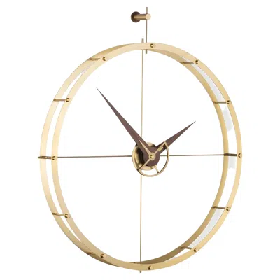 Pre-owned Nomon Doble O Premium Wall Clock By , Brass & Walnut, Modern Design In Brown