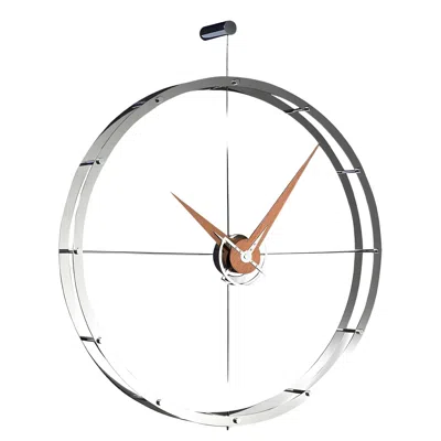 Pre-owned Nomon Doble O Wall Clock By : Modern Stainless Steel & Wood Design In Brown