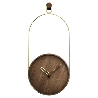 Pre-owned Nomon Eslabón Wall Clock By : Modern Walnut & Brass Design From Spain In Brown