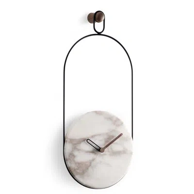 Nomon Eslabon Wall Clock In Calacatta Marble,black