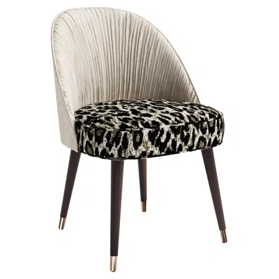 Pre-owned Nomon Hand-pleated Dining Chair In Leopard Velvet And Fumed Eucalyptus In Brown
