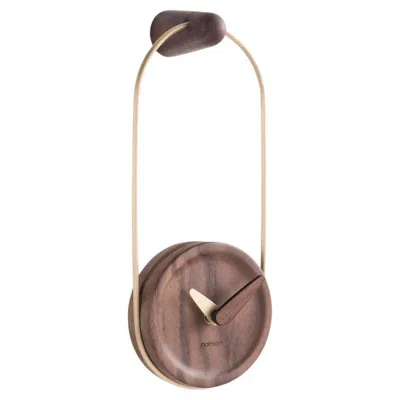 Pre-owned Nomon Micro Eslabón Wall Clock By , Graphite Brass & Walnut Design In Brown