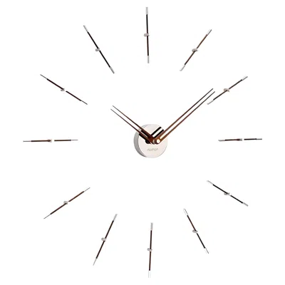 Pre-owned Nomon Mini Merlín 12 N Wall Clock By , Modern Wood & Chrome Design In Brown