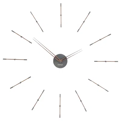 Pre-owned Nomon Mini Merlín 12 T Wall Clock By , Brass & Walnut, Modern Design In Brown