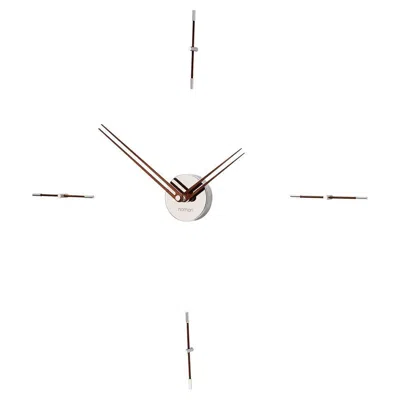 Pre-owned Nomon Mini Merlín 4 N Wall Clock By , Modern Wood & Chrome Design In Brown
