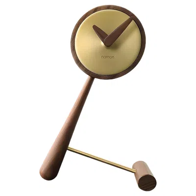 Pre-owned Nomon Mini Puntero G Table Clock In Brass & Walnut, Modern Design In Brown