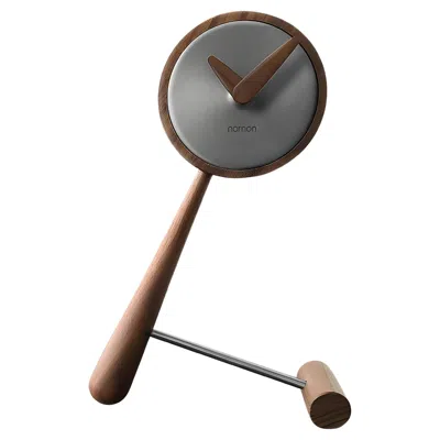 Pre-owned Nomon Mini Puntero T Table Clock: Brass & Walnut, Modern Design In Brown