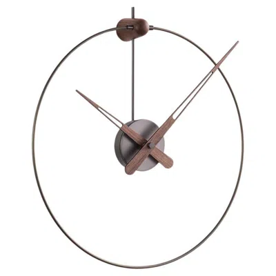 Pre-owned Nomon Modern Micro Anda Wall Clock By Designer , Brass & Walnut, Spain In Brown