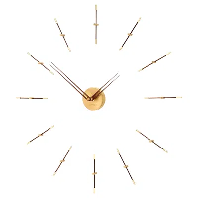 Pre-owned Nomon Modern Wall Clock By Designer , Wood And Polished Brass, Spain In White