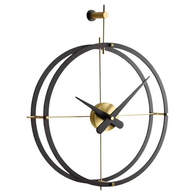Pre-owned Nomon Modern Wall Clock In Wenge Wood & Polished Brass, Spain In Brown