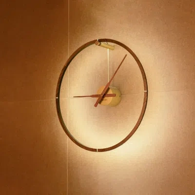 Nomon Ombra Solid Wood Wall Clock In Brown;gold