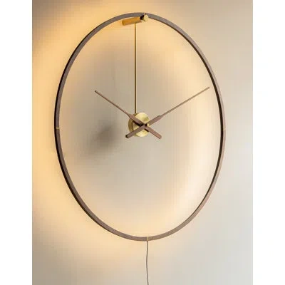 Nomon Ombra Solid Wood Wall Clock In Brown;gold
