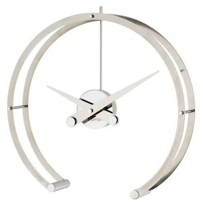 Nomon Omega Industrial Walnut Quartz Tabletop Clock In Silver