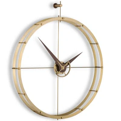 Nomon Oversized 27.6" Wall Clock In Walnut;noyer;laiton;brass