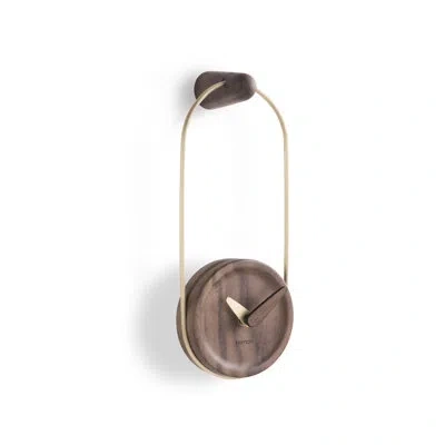 Nomon Oversized 3.9" Wall Clock In Polished Brass;walnut